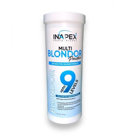 INAPEX Professionals Blondor Multi Blonde Dust-free Lightening Powder lift up to 9 Levels 400GM