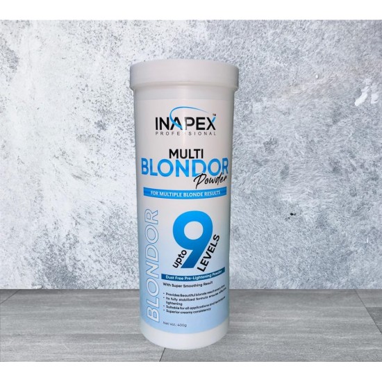 INAPEX Professionals Blondor Multi Blonde Dust-free Lightening Powder lift up to 9 Levels 400GM