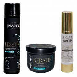 INAPEX Professional Keratin Hair Repair Premium Shampoo , Mask And Serum Hair Care Combo Kit