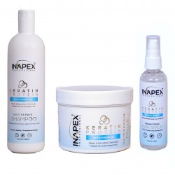 INAPEX Professional Keratin Shampoo & Mask 500Ml Each and Serum 100ml Combo Set 