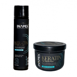 INAPEX Professional Premium Keratin Hair Repair Shampoo & Mask With Argan Oil 300ML EACH